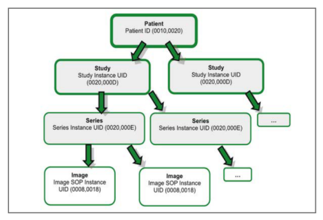 Fig. 1. Four levels of DICOM information hierarchy [9] — Large-Scale Analysis of Medical Image Metadata