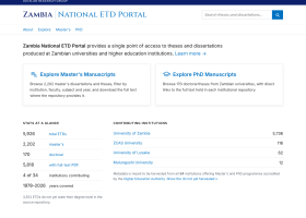 Home page of the Zambia National ETD Portal